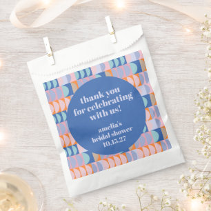 Sachets En Papier Cadeau de remerciement de mariage géométrique bleu