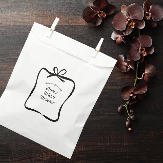 Sachets En Papier Cadre de ruban Bow Elegant Fête des mariées PERSON (Bow Ribbon Frame Elegant Bridal Shower CUSTOM Favor Bag
)