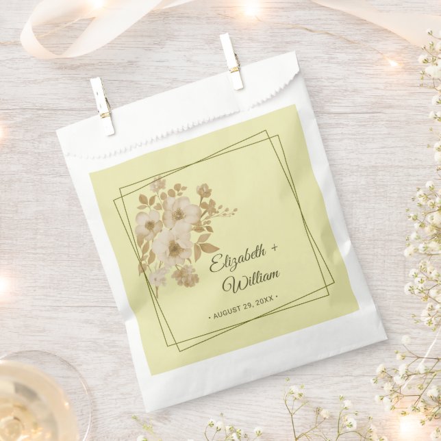 Sachets En Papier Cadre rose - Mariage jaune céleste (Coupé)