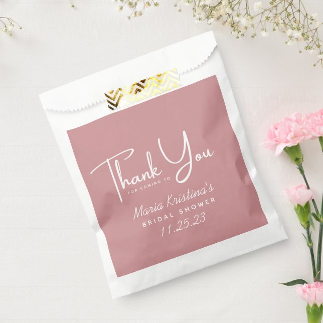 Sachets En Papier Calligraphie de Merci de Fête des mariées rose (Scellé)