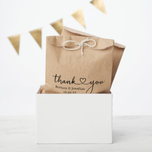 Sachets En Papier Calligraphie moderne Coeur Mariage Merci Kraft