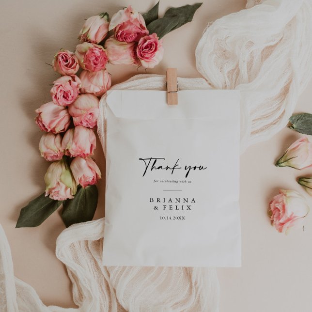 Sachets En Papier Calligraphie Moderne Élégant Merci Mariage (Créateur téléchargé)