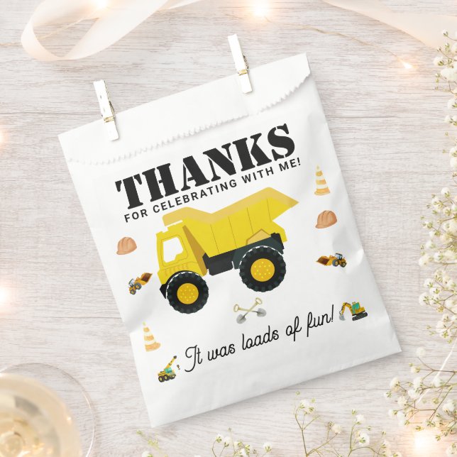 Sachets En Papier Camions de construction Anniversaire (Coupé)