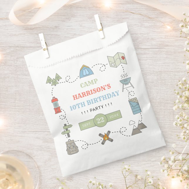 Sachets En Papier Camping à tout âge fête d'anniversaire (Coupé)
