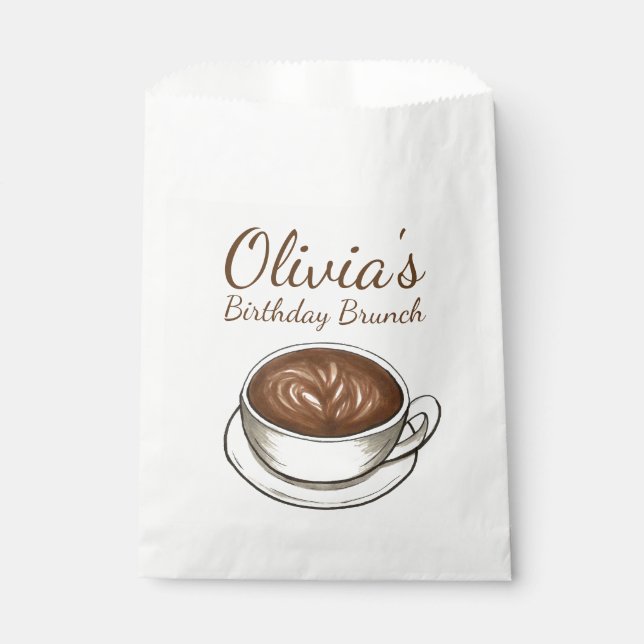 Sachets En Papier Cappuccino Latte Café Anniversaire Brunch (Devant)