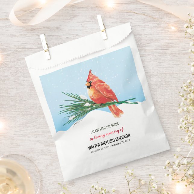 Sachets En Papier Cardinal Bird Seed Packet Funeral Memorial (Coupé)