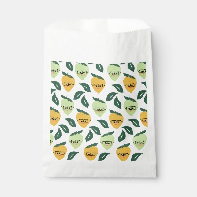 Sachets En Papier Caricature au citron jaune mignon humoristique (Devant)