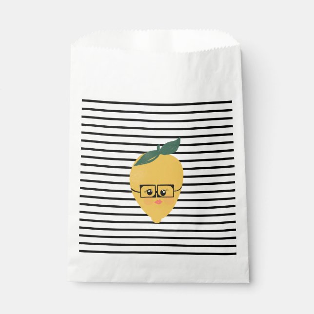 Sachets En Papier Caricature au citron jaune mignon humoristique (Devant)