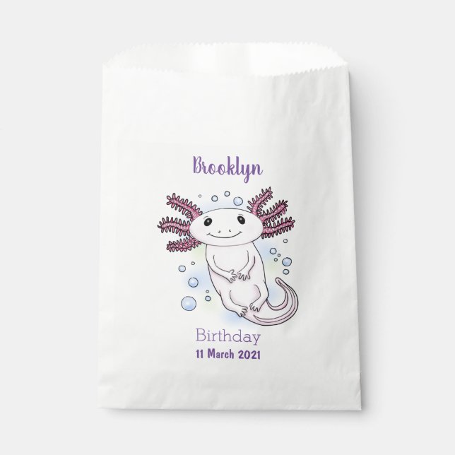 Sachets En Papier Caricature axolotl rose adorable (Devant)