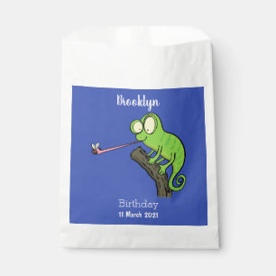 Sachets En Papier Caricature de lézard de caméléon vert joyeux