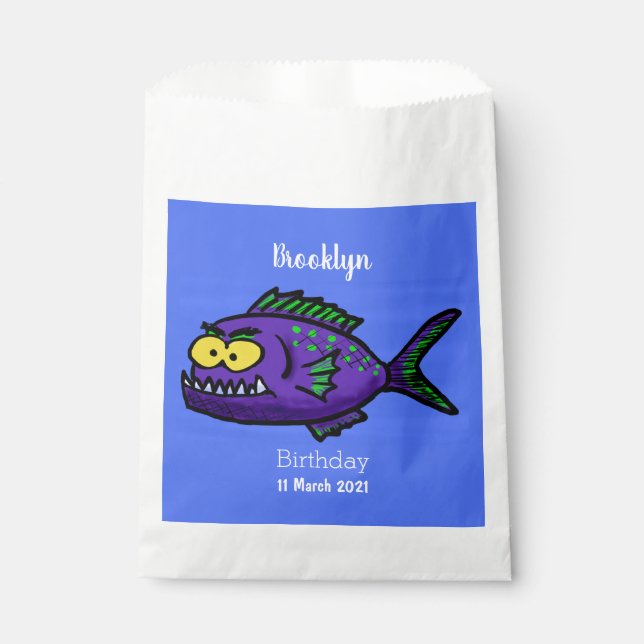 Sachets En Papier Caricature de poisson de Piranha (Devant)