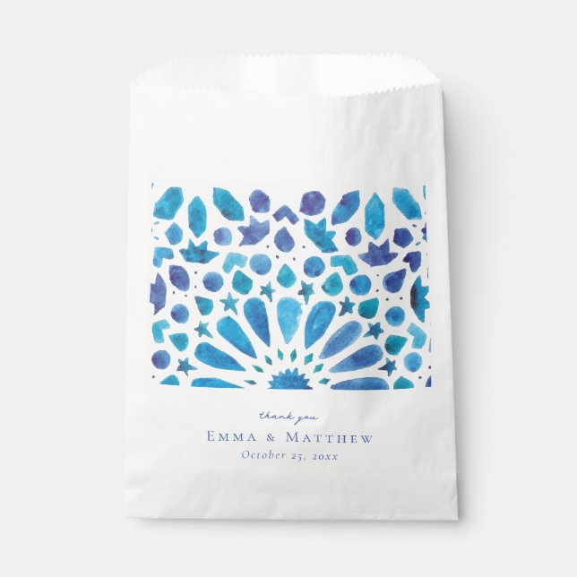 Sachets En Papier Carreaux bleu aquarelle (Devant)