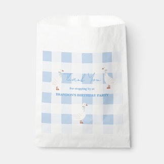 Sachets En Papier Carreaux Bleus et Oies Mignonnes Anniversaire Ludi
