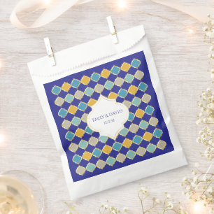 Sachets En Papier Carrelage marocain Royal Bleu Jaune Mariage