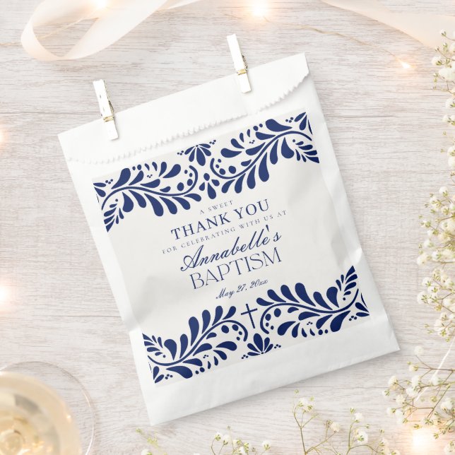 Sachets En Papier Carrelage Talavera bleu Espagne Fiesta Baptême Des (Coupé)