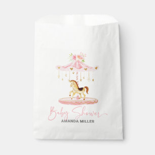 Sachets En Papier Carrousel rose floral Baby shower Typographie