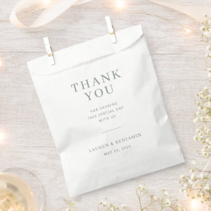 Sachets En Papier Carte de remerciement verte élégante et discrète