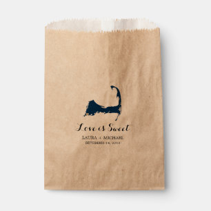 Sachets En Papier Carte du cap Falmouth avec coeur Faveurs