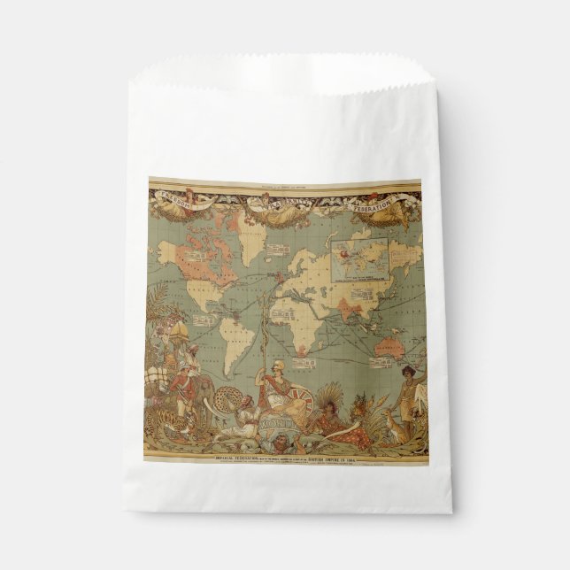 Sachets En Papier Carte du monde Antique 1886 Illustré (Devant)