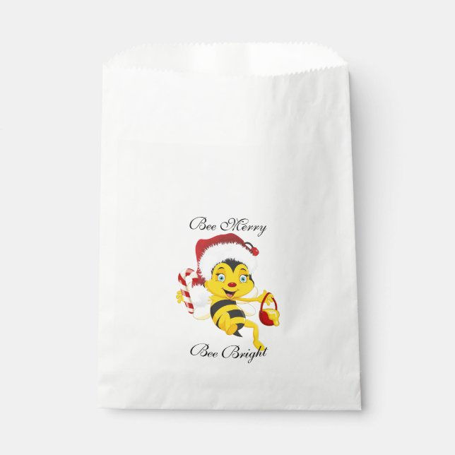 Sachets En Papier Carton de Noël d'abeille Joyeux (Devant)