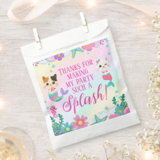 Sachets En Papier Cat Meowmaid Fille Sirène Fête d'anniversaire