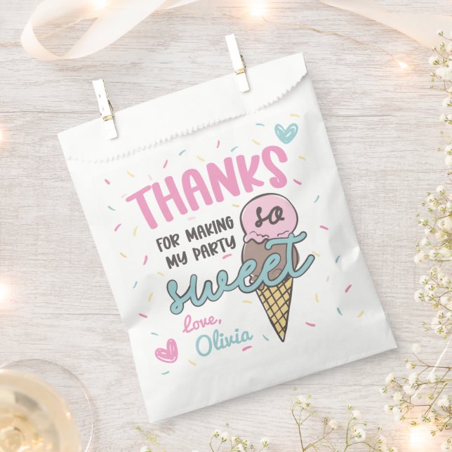 Sachets En Papier Célébration de crème glacée douce Merci d'annivers (Coupé)