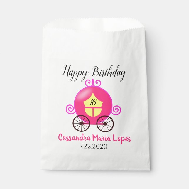 Sachets En Papier Cendrillon Entraîneur Fille Anniversaire Fête Favo (Devant)