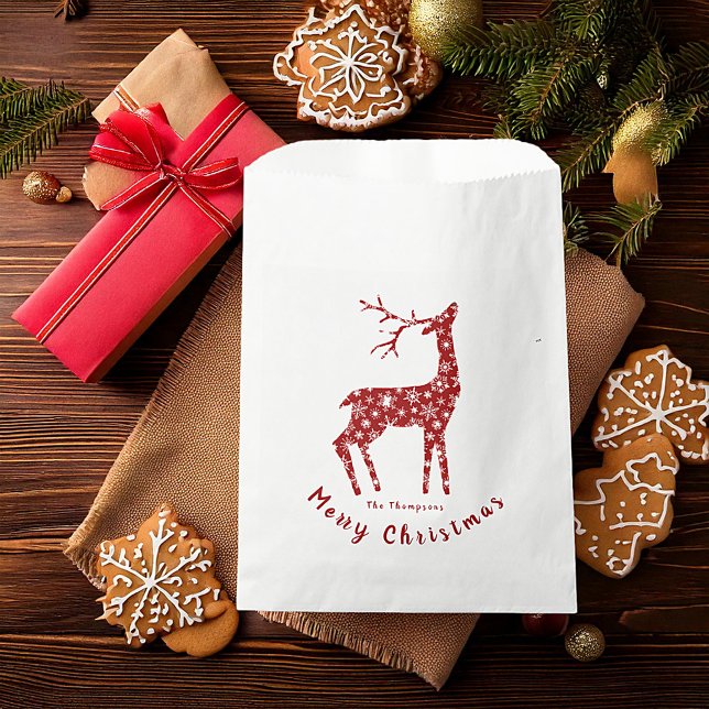 Sachets En Papier Cerfs rouges et flocons de neige personnalisés Noë (Créateur téléchargé)