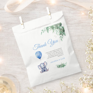 Sachets En Papier C'est un Baby shower bleu éléphant garçon