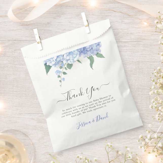 Sachets En Papier C'est un Baby shower botanique d'Hydrangée Bleue G (Coupé)