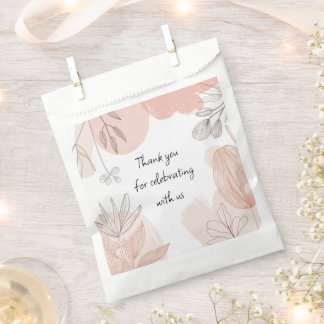 Sachets En Papier Champagne Blush Pink - Sac Fleur Fleur Dessiné À L