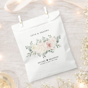 Sachets En Papier Champagne Ivory Blush rose Floral Mariage