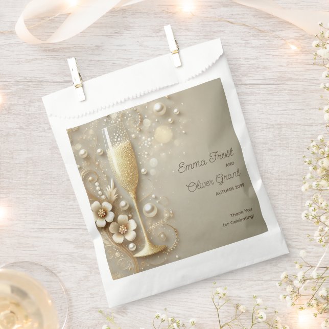 Sachets En Papier Champagne & Pearl Elegant Wedding Shower (Coupé)