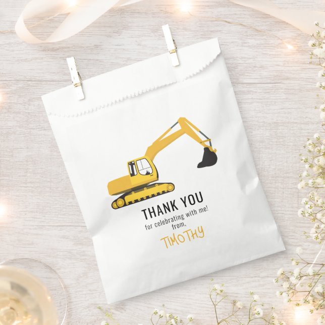 Sachets En Papier Chariots de construction d'excavateur Fête d'anniv (Coupé)
