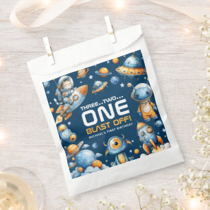 Sachets En Papier Chat Astronaute de l'Espace Décollage 1er Anniver