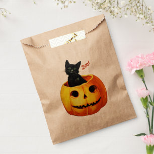 Sachets En Papier Chat d'Halloween en Citrouille