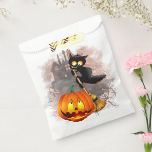 Sachets En Papier Chat effrayé par Citrouille Fun Halloween caractèr