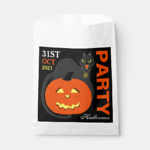 Sachets En Papier Chat sur Citrouille, Halloween