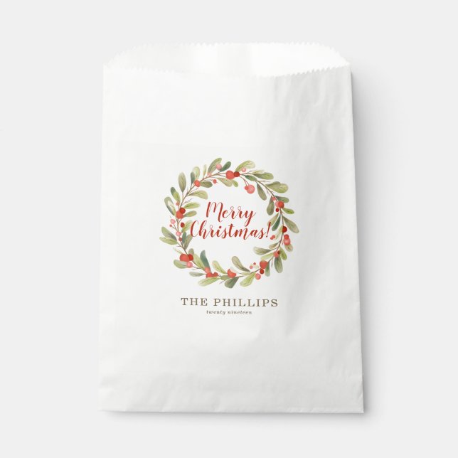 Sachets En Papier Chemise d'aquarelle de Noël personnalisée (Devant)
