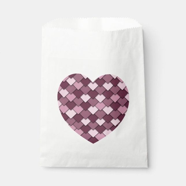Sachets En Papier Cherry Carré rose et coeur diamant (Devant)