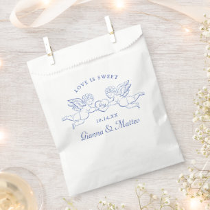 Sachets En Papier Chérubins tenant un cœur couple Cupidons initiales