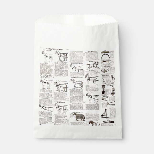 Sachets En Papier Cheval Antique Publicité Journal Art (Devant)