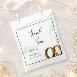 Sachets En Papier Chic Emerald Green Gold Rings Mariage