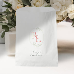 Sachets En Papier Chic et élégant floral deux initiales Merci