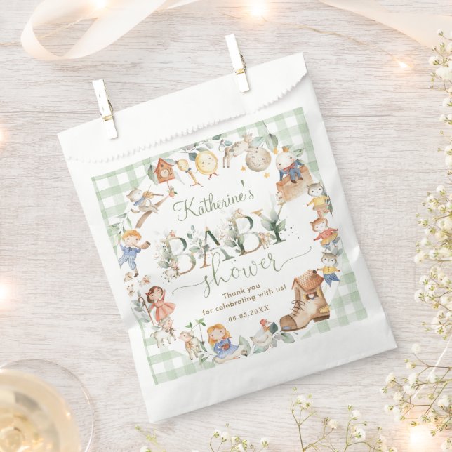 Sachets En Papier Chic Green Nursery Rhyme Baby shower neutre (Coupé)