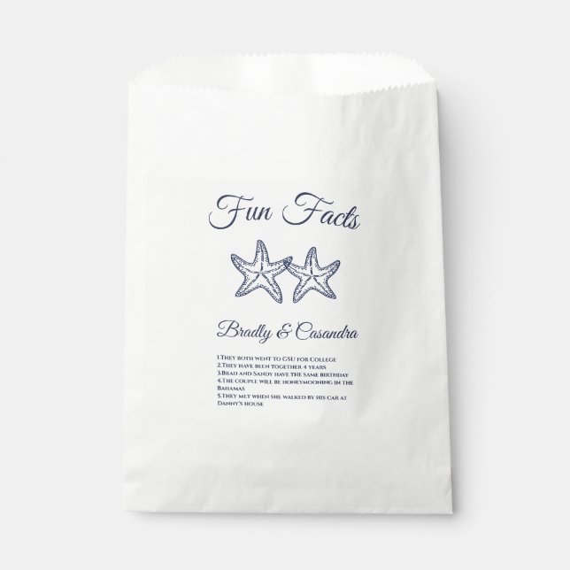 Sachets En Papier Chic Nautique Mariage Marine Blue Starfish Fun Fai (Devant)