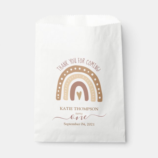 Sachets En Papier Chic Pastel Brown Rainbow Boho Premier anniversair (Devant)