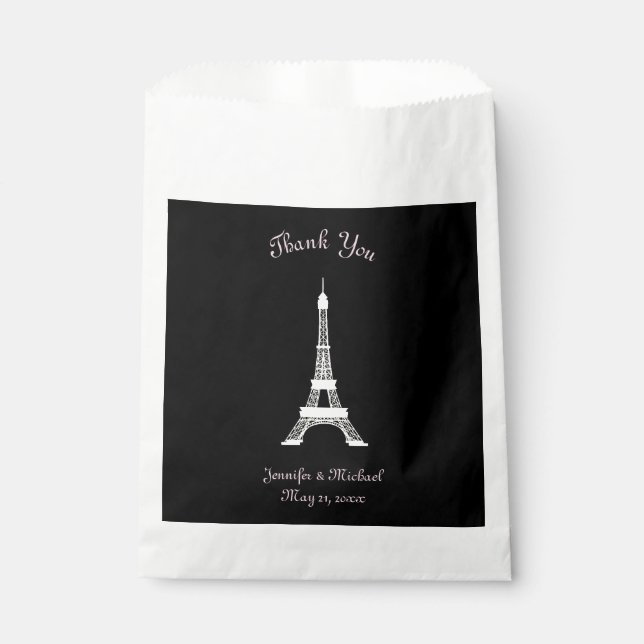 Sachets En Papier Chic Rosé Noir Blanc Style Français Tour Eiffel (Devant)