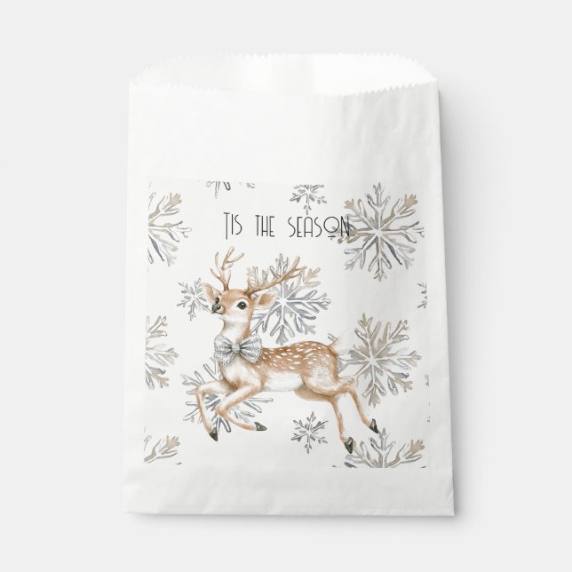 Sachets En Papier Chic Rustique Crème de Noël Deer Snowflakes (Devant)