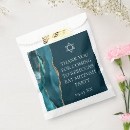 Sachets En Papier Chic Turquoise Gold Bat mitzvah Parti personnalisé